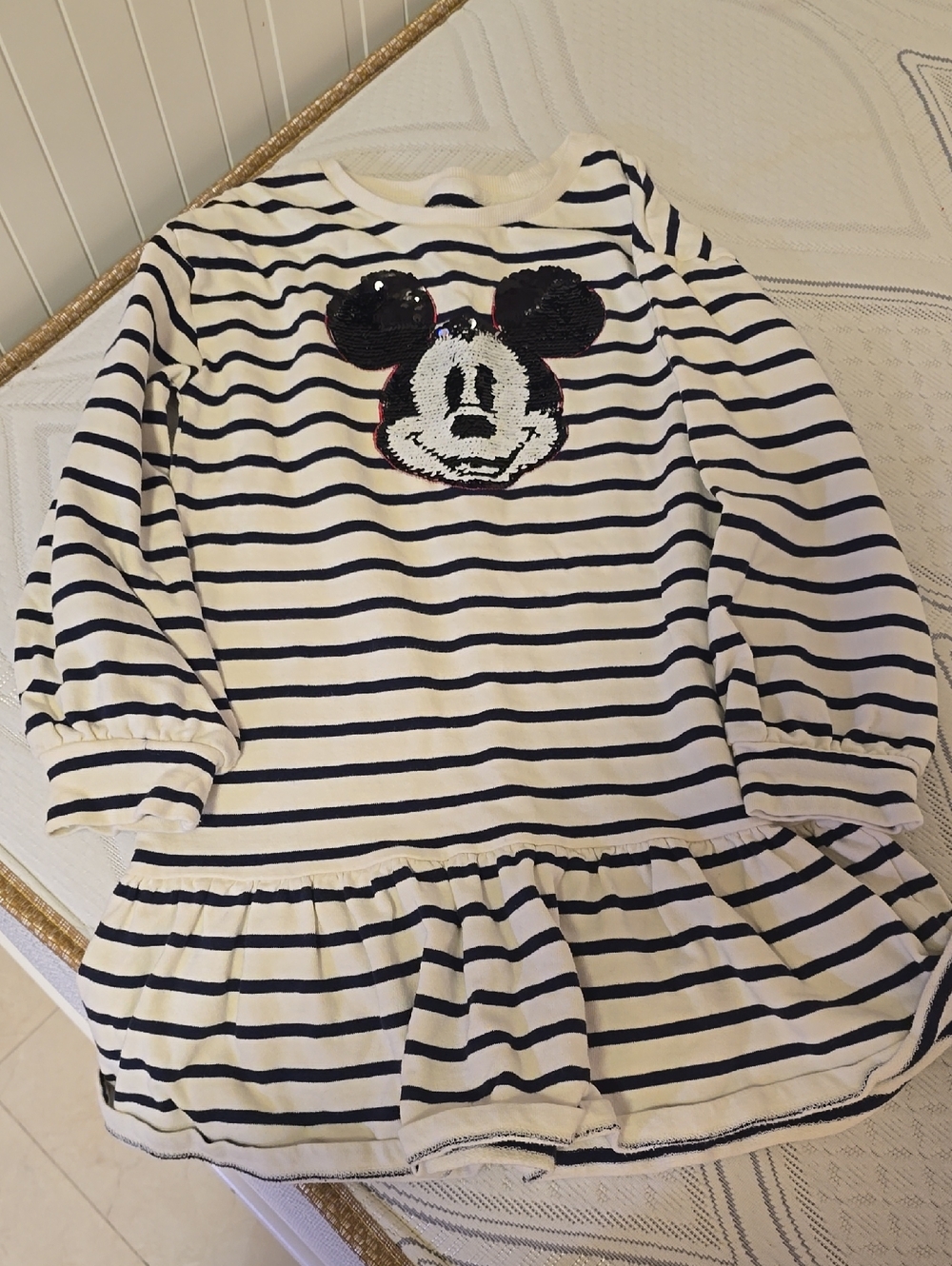 GAP White and Navy Striped Kids Tee with Disney Tag